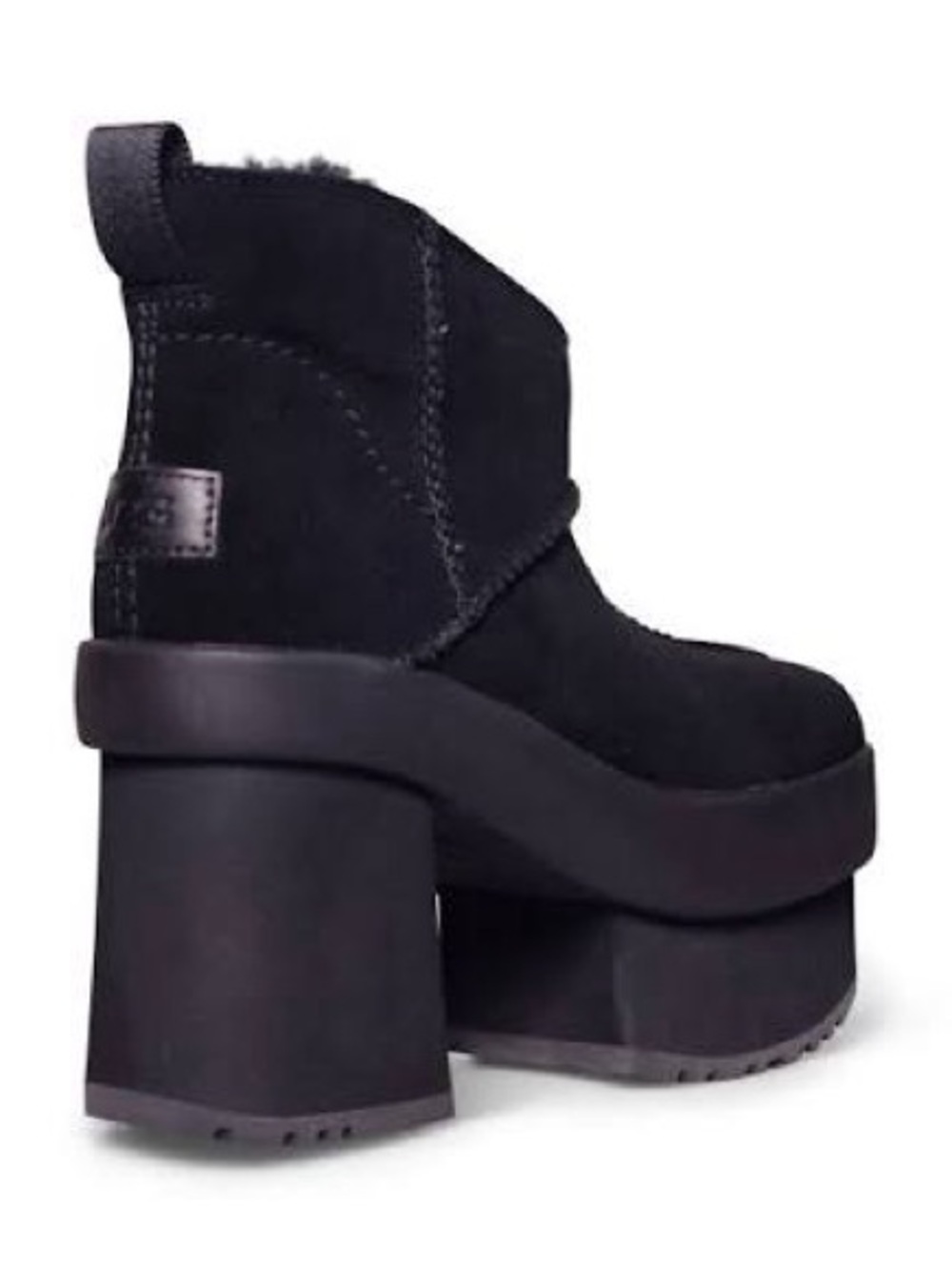 UGG Black Platform Shearling Ankle Boots Size 10 - Picture 2 of 13